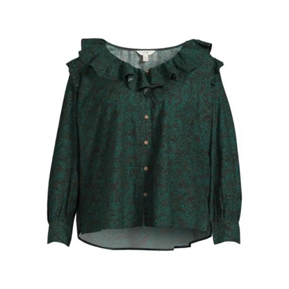 NWT Terra & Sky Women's Long Sleeve Ruffle Top- size 0X 14W